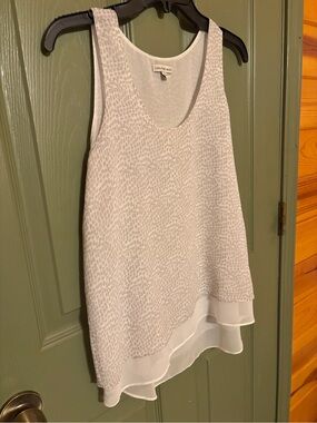 Calvin Klein Ivory Textured Layered Chiffon Tank